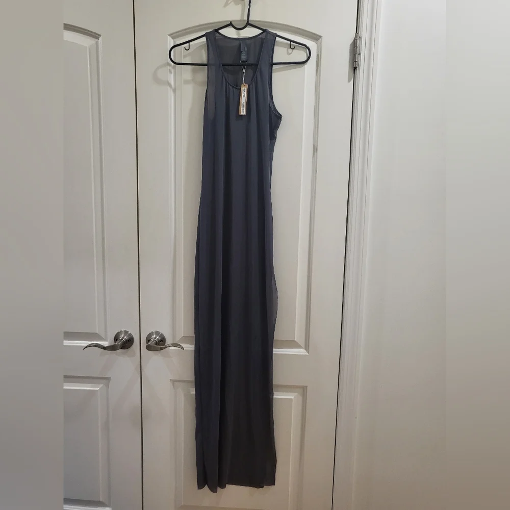 NWT SKIMS MESH LONG TANK DRESS IN GUNMETAL SIZE SMALL